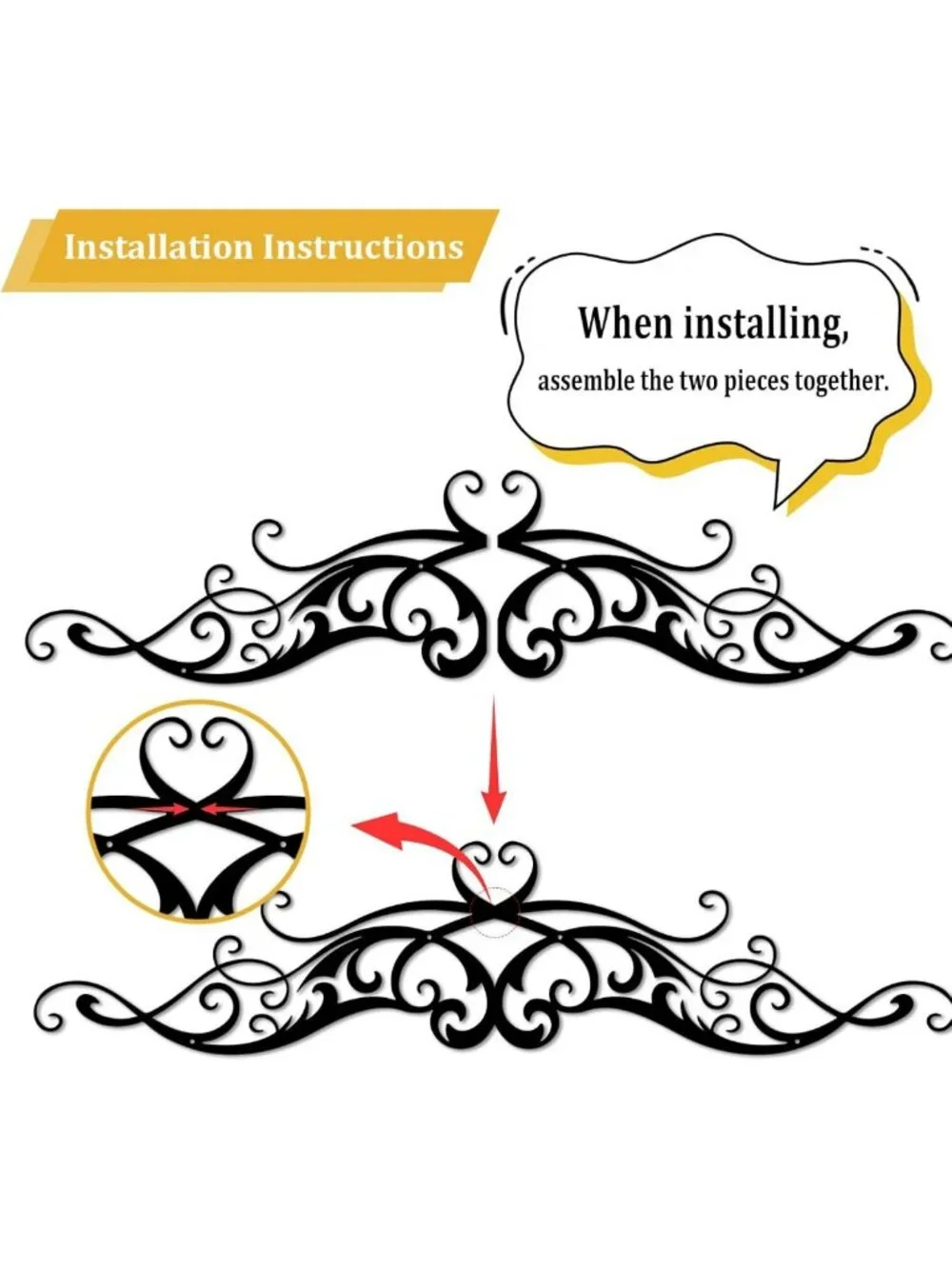 Large Metal Scroll Wall Art - Modern Minimalist Hanging Decor for Home & Office